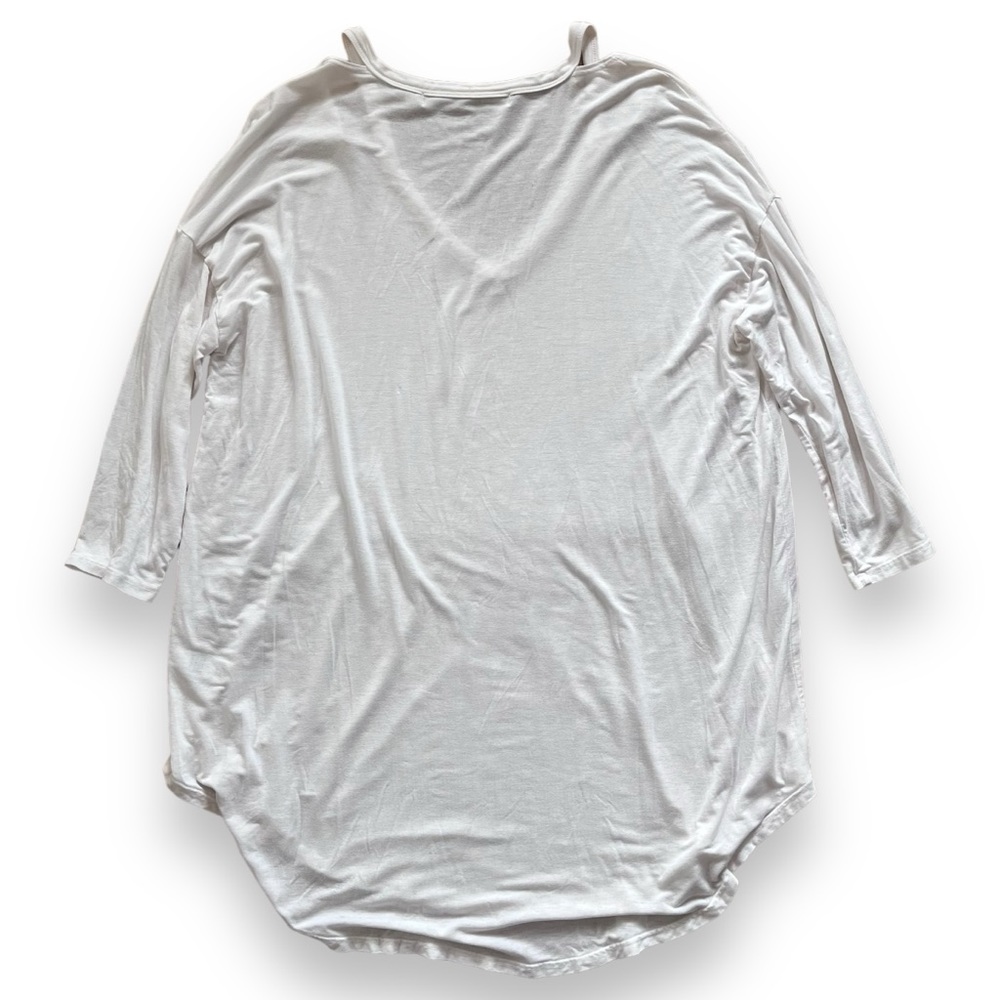 Michael Stars White Jersey Knit V-Neck Blouse One Size - Picture 3 of 8